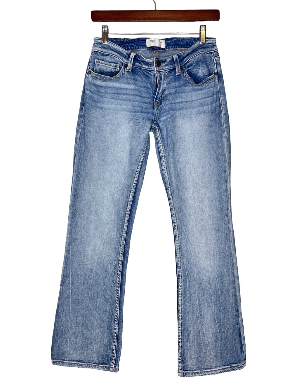 BKE Stella Washed Light Blue Slim Fit Low-Rise Bootcut Jeans Sz 27 X 29 1/2"